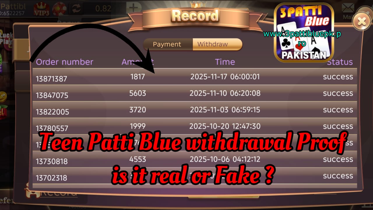 3 Patti Blue withdrawal proof